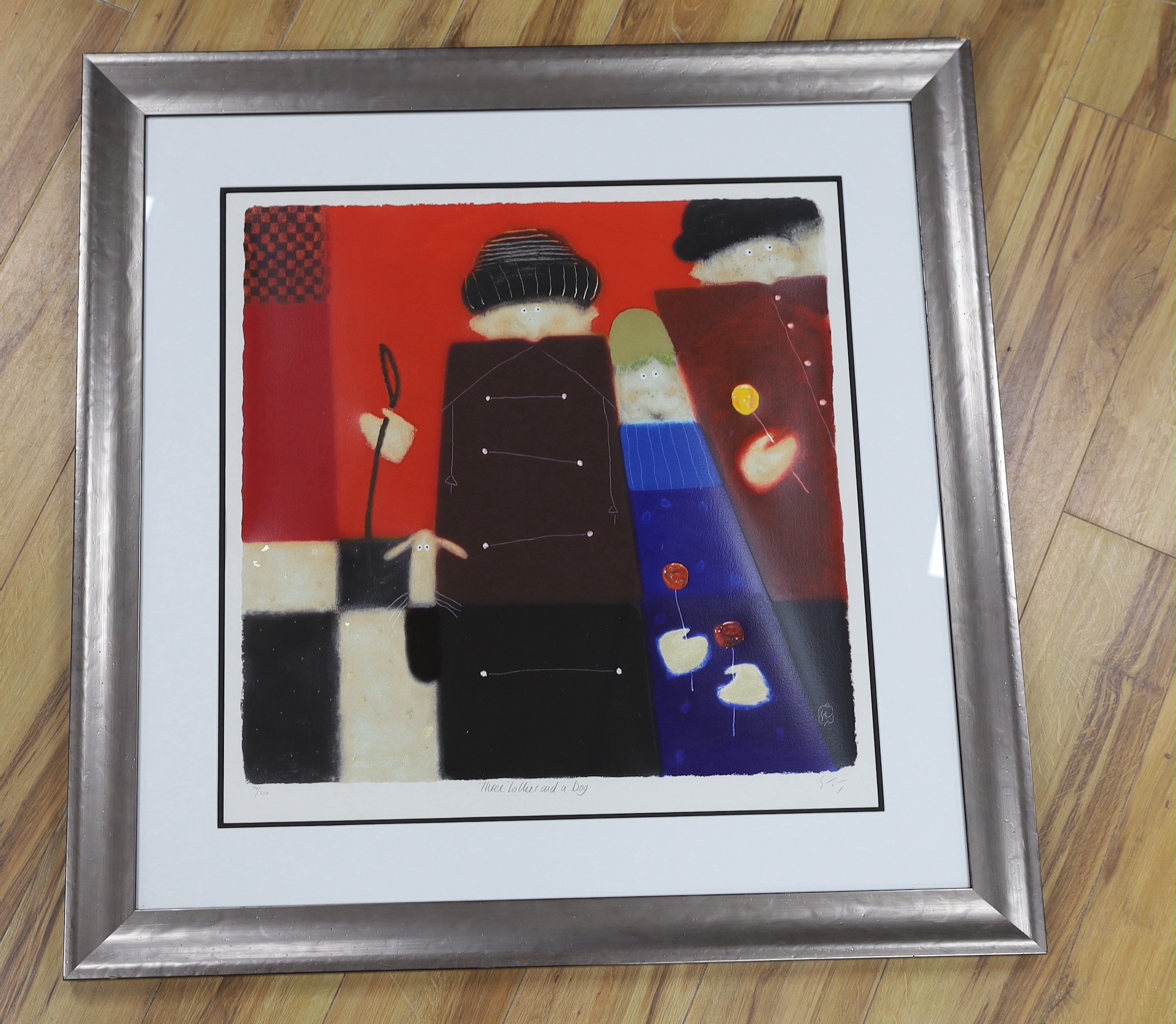 Govinder Nazran (1964-2008), artist proof print, 'Three lollies & a dog', signed in pencil, 74/250, COA verso, 66 x 64cm
